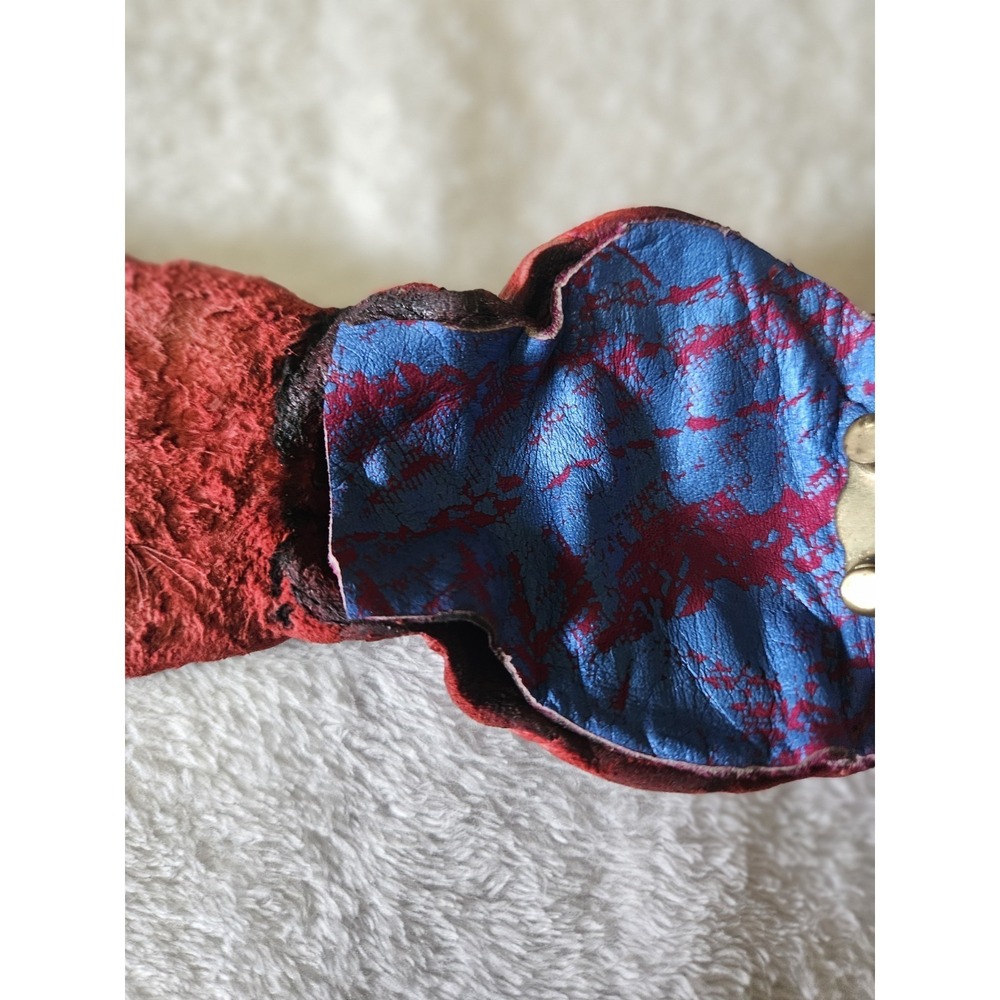 Vintage Caiman Hornback Belt Exotic Western Leather Taxidermy Red Alligatoridae - Picture 13 of 16